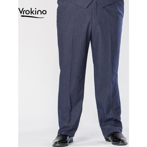 Large Size 7XL 8XL 9XL 2019 New Mens Business Casual Striped Suit Pants Stylish High Quality Mens Striped Loose Suit Pants