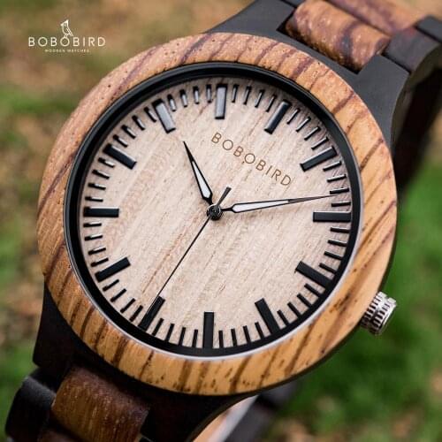 BOBO BIRD Ladies Wood Watch Luxury Bracelet Watches with Two Colors Wooden Strap Women Dress Watch in Gift Box relogio feminino