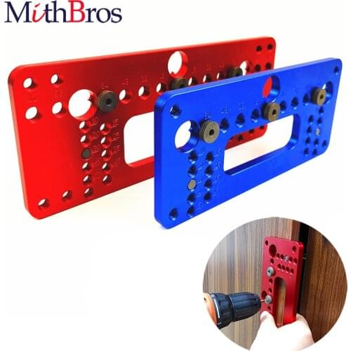 Woodworking Aluminum Alloy Pocket Jig Set Hole Handle Pitch Punch Locator Wardrobe Door Cabinet Positioner Drill Guide Sleeve