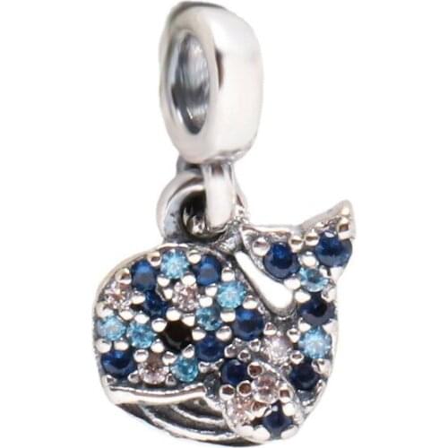 DoDoFly Genuine 925 Sterling Silver ME blue whale pendant fit Original charm Bracelet Jewelry Making DIY Gift