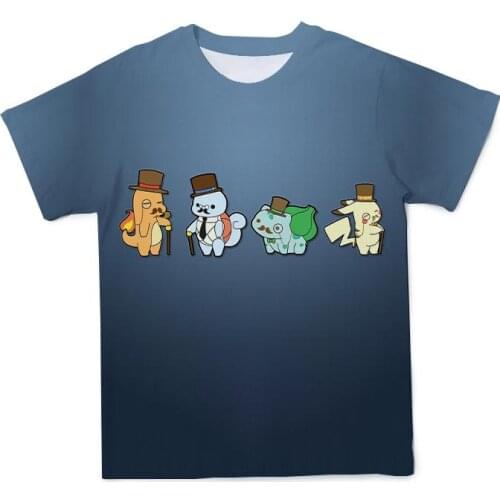 Summer hot-sale 3d Japanese anime pikachu mens t-shirt new breathable manga graphic t-shirt for men boy kids cute anime top