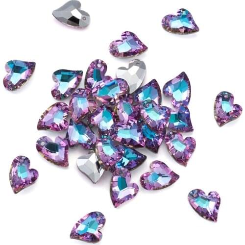 30pcs Crystal K9 Glass Rhinestones Pendant Charms Faceted Imitation Austrian Crystal Heart Beads for Jewelry Making Earring DIY