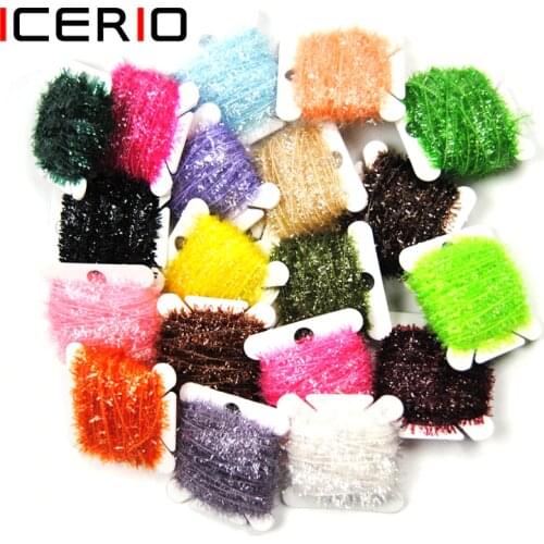 ICERIO 4PCS Fly Fishing Tinsel Ice Chenille Crystal Flash Cactus Line Fly Tying Materials Nymph Streamers Lure Making