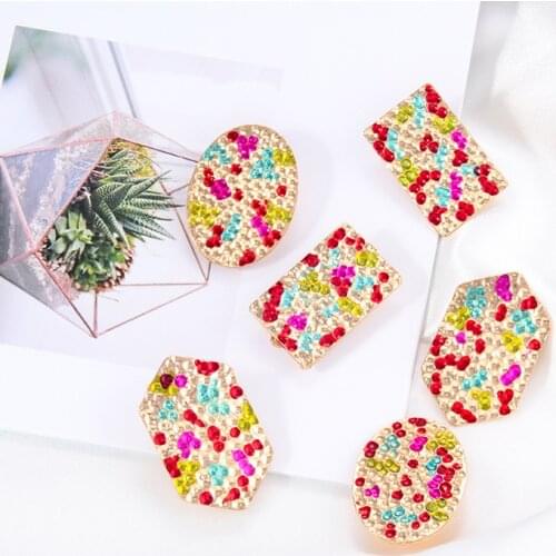 Itenice 2020 2pcs Geometric Drip Earcuff Earrings Clip Gold Color Enamel Irregular Ear Cuff Red Jwelery Gifts