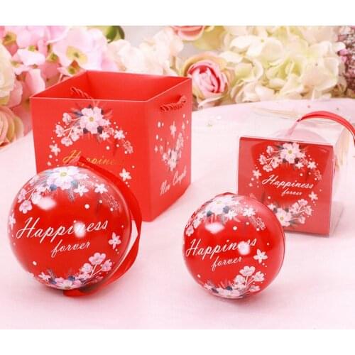 Wedding candy box spherical wedding tinplate candy box round personality creative wedding gift box new European knot