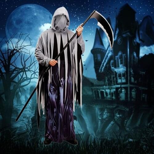 Ghost Costume For Men Cosplay Scary Grim Reaper Robe Role Play Adult Halloween Costumes For Skeleton Purim Party