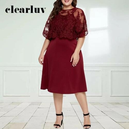Lace Prom Gowns Wine Red Tea-length Plus size Custom Color A-line O-neck Short Sleeves Party Women Dresses T005 Vestidos De Gala
