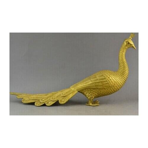 Copper Brass CHINESE crafts Asian Beautiful Chinese Collectible Decorate Handwork Old copper carving peacock big statue