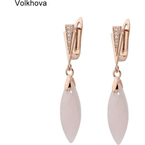 Fashion Drop Earrings Rose Gold Colors stones Long Statement Drop Earrings Jewelry For Women Vintage Earrings Girl 2019