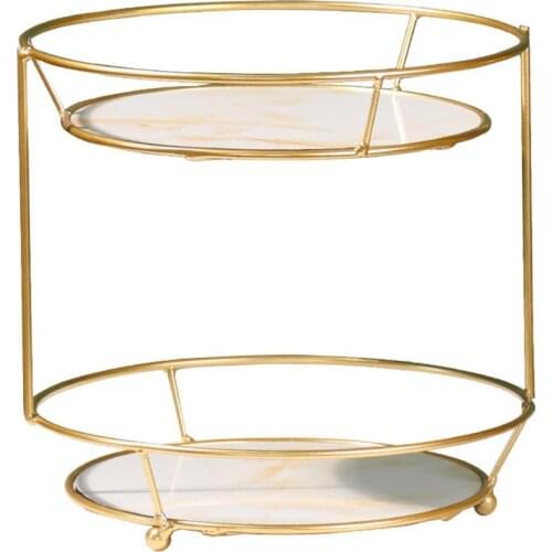 Desktop Cosmetic Storage Rack Double Layer Round Iron Home Jewelry Display Stand Makeup Brush Holder