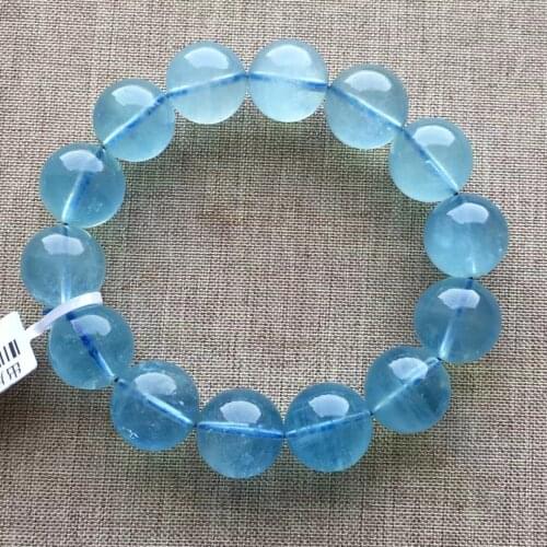 Genuine Natural Blue Aquamarine Quartz Crystal Clear Abacus Beads Bracelet 16mm Gemstone Wealthy Stone For Women Men AAAAA