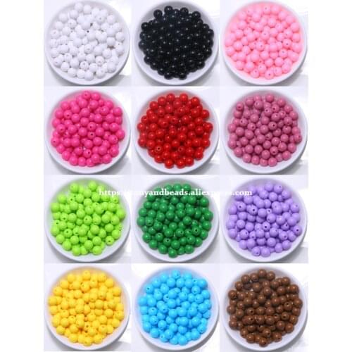 Opaque Mixed Acrylic Plastic Smooth Round Ball Spacer Beads 6 8 10 MM Pick Size For Jewelry Making AC7
