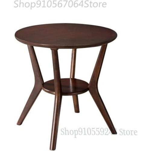 Nordic Side Table Light Luxury Corner Table Round Coffee Table Sofa Side Table Modern Simple Pure Solid Wood Balcony Leisure Sma