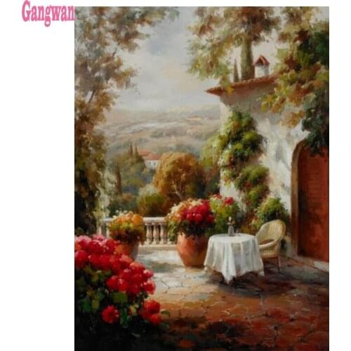 Full square diamond painting flower garden pattern full diamond embroidery 5D round rhinestone mosaic diamond inlaid decoration