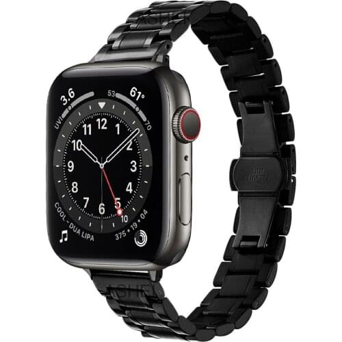 For iwatch se apple watch 6 5 4 3 band 40mm 38mm 44mm 42mm Men Women Silm Lightweight Stainless Steel Metal strap Thin Bracelet