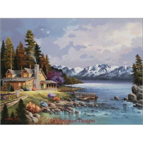 Needlework for embroidery DIY French DMC High Quality - Counted Cross Stitch Kits 14 ct Oil painting - Mountain Cabin
