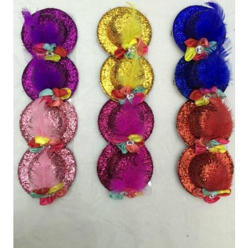 Pet hat hairpin feather flower with five petals diamond ornaments Dog accessories pet hairpin 30pcs