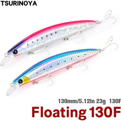 TSURINOYA 130F Ultra Long Casting Floating Minnow Hard Bait 130mm 23g TWINKLE DW111 Flounder Sea Bass Saltwater Sea Fishing Lure