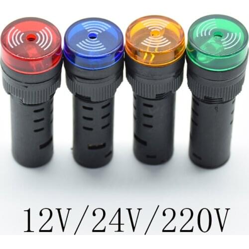1pc 16mm Panel Mount led Indicator buzzer 12V 24V 220V led buzzer red green yellow LED lamp Indicator light Signal Lamp