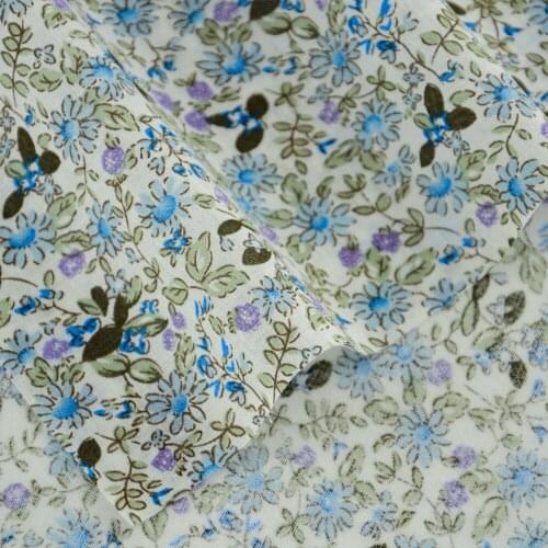 100% Cotton Fabric 2016 News Cute Blue Flowers Designs Patchwork Home Textile Cloths for Dolls DIY Decoration Crafts Tissue CM