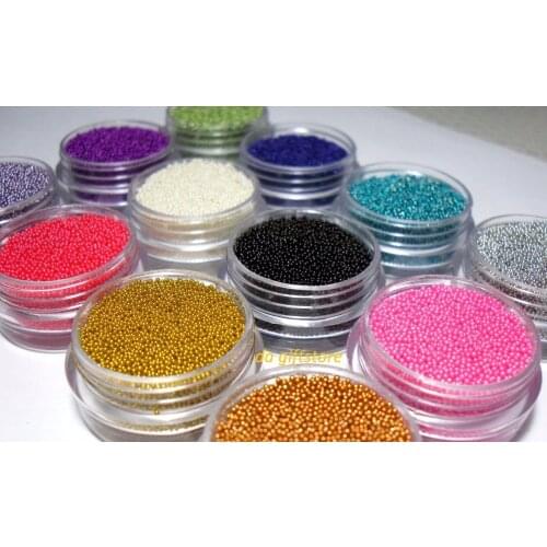 12 pots 12-color Colorful Caviar Manicures Pedicures Beauty Micro Tiny Beads Nail Art Stickers set with case(0.6-0.8mm)