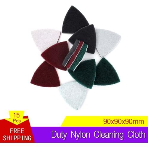 15Pcs Multi-purpose Triangle Scouring Pad 90x90x90mm 240 to 800 Grit Industrial Heavy Duty Nylon Cleaning Cloth Hook and Loop