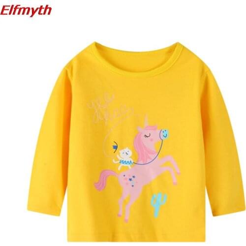 2020 Unicorn T-shirt Yellow Tops For Girls Unicornio Girl Clothes Kids T Shirt Camiseta Licorne Roupa Infantil Koszulka Tshirt