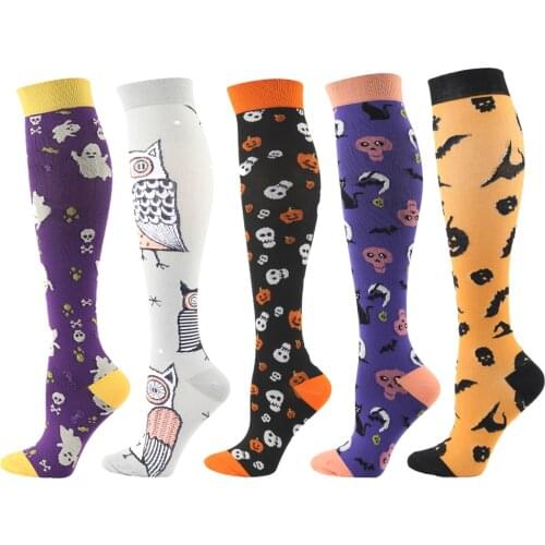 2021 New Compression Stockings Unisex Sports Socks Autumn Winter Halloween Pattern Children Gift Nylon Fabric Compression Socks