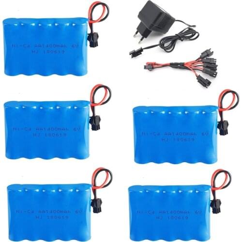 6v 1400mah NICD Battery and Charger Set For Rc toys Cars Tanks Robots Boats Guns AA 6 v Battery Pack