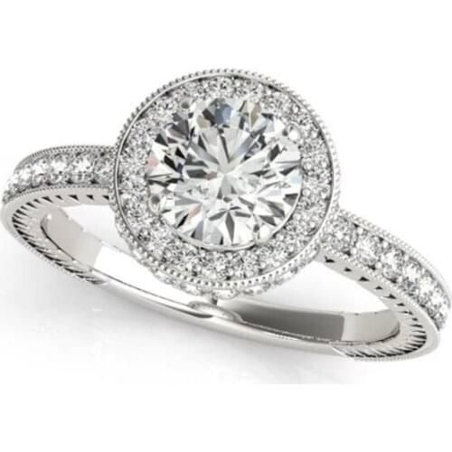 925 Sterling Silver Ring For Women Size 5 6 7 9 Round Shape Zircon Trend Classic