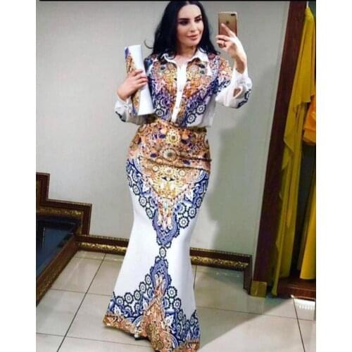 African Dresses for Women 2021 New Summer African Women Printing Polyester Long Dress African Dress