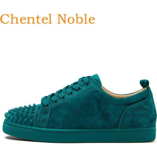 Brand Chentel Flock Rivet Outdoor Spring Casual Party Men Sneaker Spikes Lace-Up Popular Male Runway Chaussures Hommes Big Size