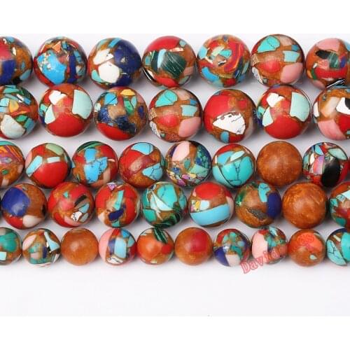 Fctory Price 16" Natural Stone Mixed Sea Sediment Imperial Jaspe Round Loose Beads 6 8 10 12MM Pick Size For Jewelry Making diy