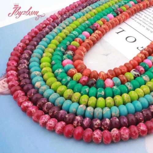 5x8mm Natural Sea Sediment Ronedlle Shape Smooth Spacer Loose Stone Beads For DIY Jewelry Making Necklace Bracelet Strand 15"