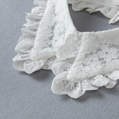 Floral Lace Fake Collar Shawl Necklace Women Dress Decorative Ruffles Half Shirt Dickey Detachable Mini Poncho Capelet