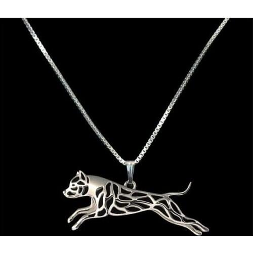 DANGGAO fashion Handmade Leaping American Staffordshire Terrier Pitbull pendant Necklace for women Pet Lovers Gift Idea