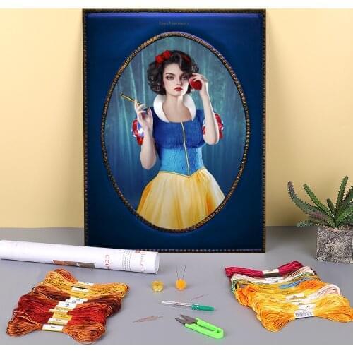 Woman Girl Printed Canvas 11CT Cross Stitch Embroidery Patterns DMC Threads Hobby Craft Handiwork Painting For Adults Needle