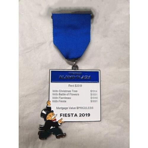 Customized Fiesta Medal 2020 In Black Nickel Plating With Blue Ribbon