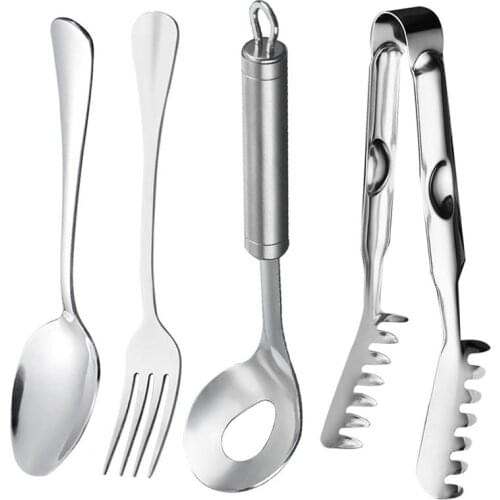 Kapmore 4pcs Stainless Steel Meatball Maker Non-Stick Wood Handle Meatball Spoon With Tong Spoon Fork For Kitchen Tools