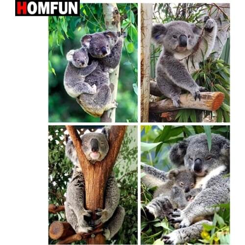 HOMFUN Square Round Drill 5D Diamond Painting Environmental Crafts Full Diamond Embroidery "Koala Trees" Home decor
