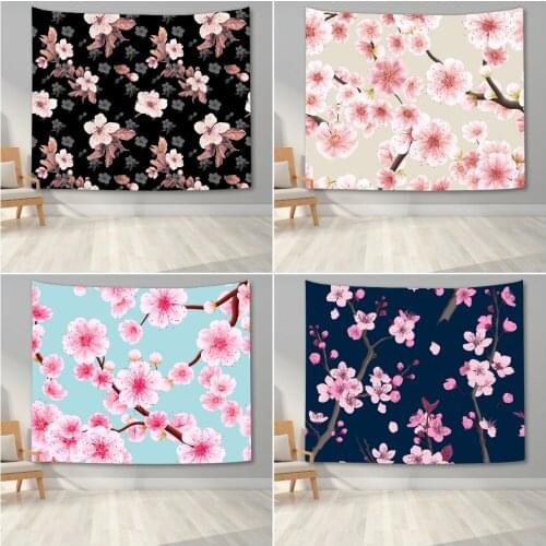 Beautiful Cherry Blossoms Tapestry Bedroom 3D Cherry Tree Scenery Tapestry Wall Hanging Tapestry Blanket Home Background Cloth