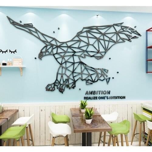 Creative Eagle Acrylic Mirror 3d Wall stickers Office Living room DIY Wall stickers Home decorate stickers Large size
