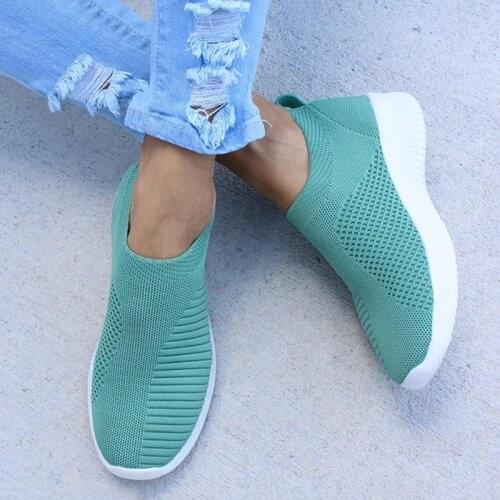 Women sneakers knitted breathable knitting flat shoes woman slip on women vulcanized shoes sports female summer loafers shoes
