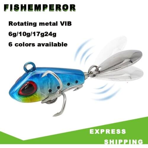 Metal Luminous VIB 6g 10g 17g 24g With Rotating Spoon Tail Fishing Lure Sinking Lures Fishing Tackle Crankbait Vibration Spinner