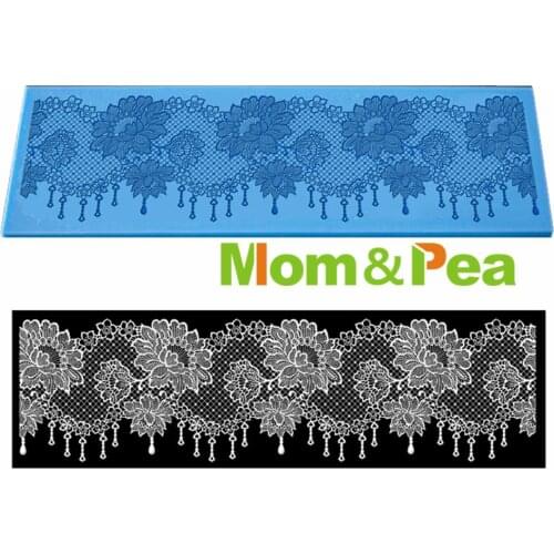 Mom&Pea MPL503 Free Shipping Lace Mold Cake Decoration Fondant Cake 3D Mold Food Grade Silicone Mould