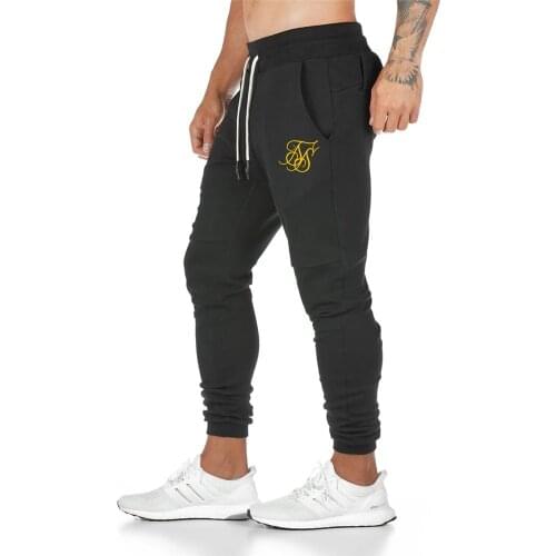 Sik Silk Joggers Sweatpants Mens Slim Casual Pants Solid Color Gyms Workout Cotton Sportswear Autumn Male Fitness Track Pants