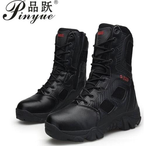 Men Winter Military Boots Leather Camouflage Lace Boots High Top Safety Works Combat Ankle Boots Mens Tactical shoes