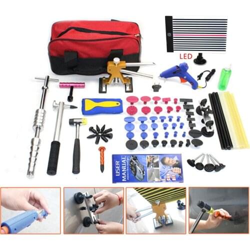 Car dent lamp Car Hail Dent Repair kit Autobody dent removal tools Dent lifter kit Glue tabs accessory red tool bag