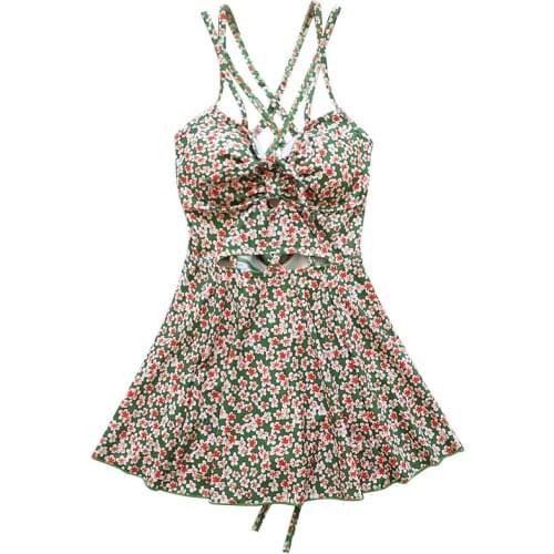 2021 New Women Bandage One Piece Swimwear Summer Sexy Bathing Suit Swimming Beachwear Swim Beach Dress Sports Swimsuit Swimdress