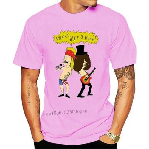 New Beavis And Butthead X Guns N' Roses Sweet Butt O' Mine Funny Black T-Shirt Personality Custom Tee Shirt